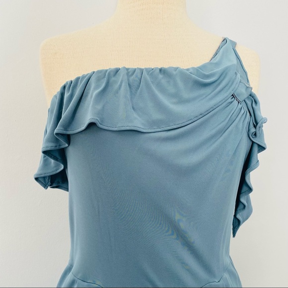 See By Chloe Blue Ruffle One Shoulder Dress Size 8 - Picture 5 of 13